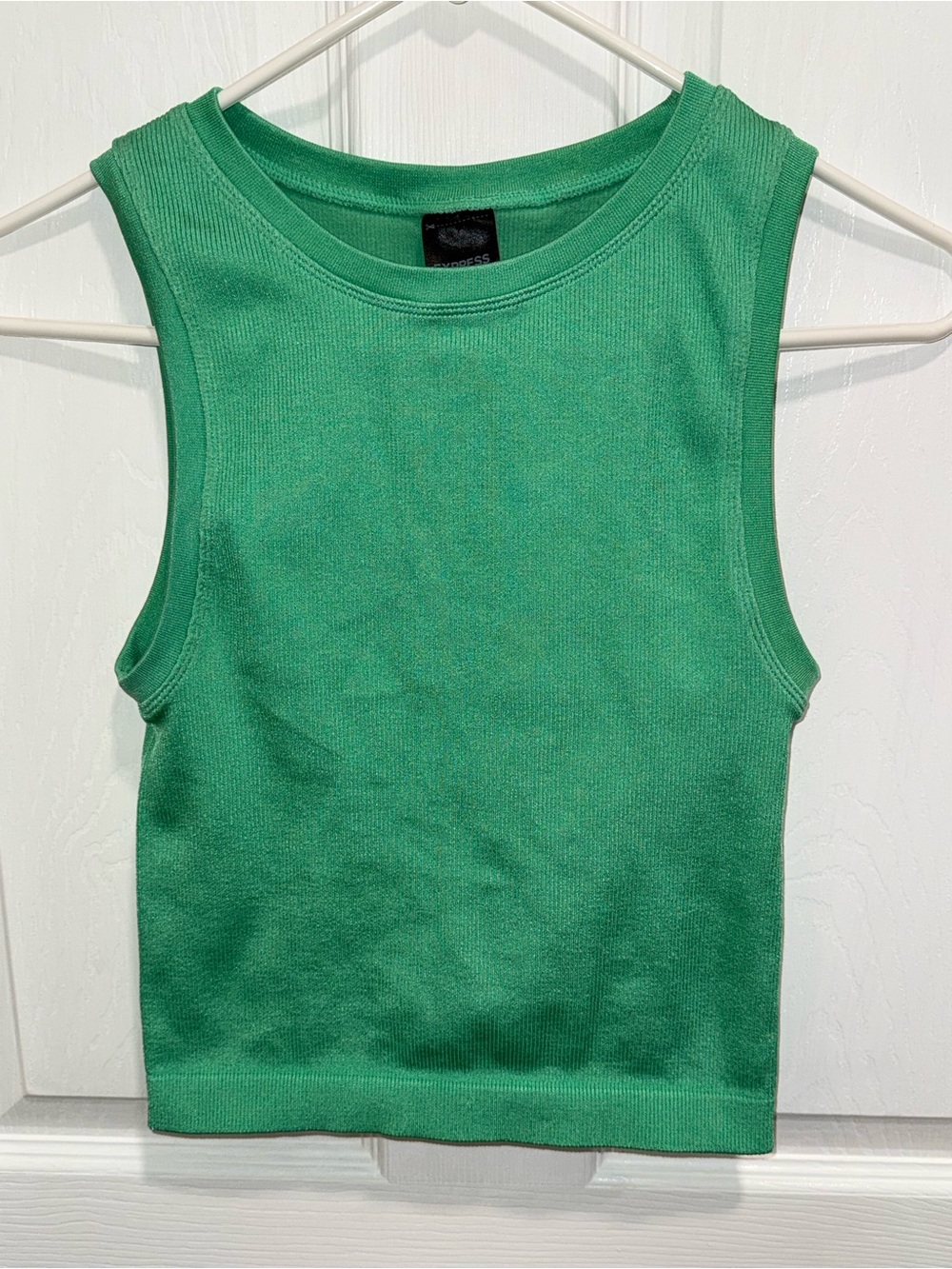 Express Women's Bright Green Ribbed Tank Top